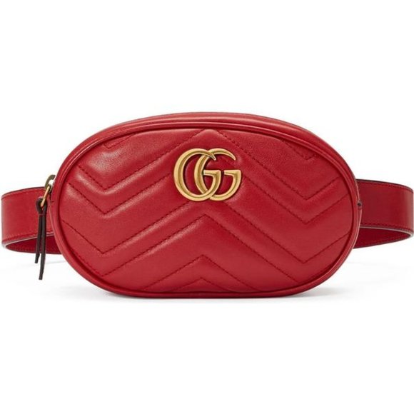 Gucci Handbags - Gucci Red GG Marmont Chevron Belt Waist Bag Fanny Pack